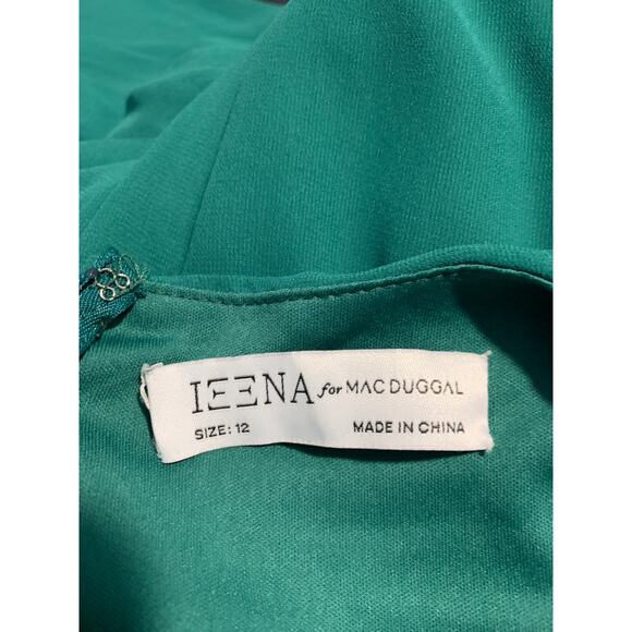 MAC DUGGAL Dress Size 12 Evening Gown NEW Emerald Green Chiffon Plunge Neck - Picture 4 of 10